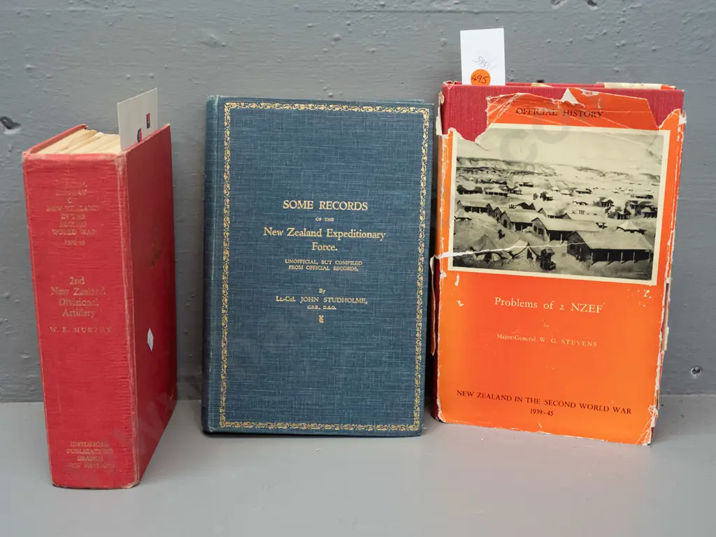 3 WWII history books - 2 in the Official History series incld. Problems of the 2nd NZEF, signed by author, 2nd NZ Image 1++