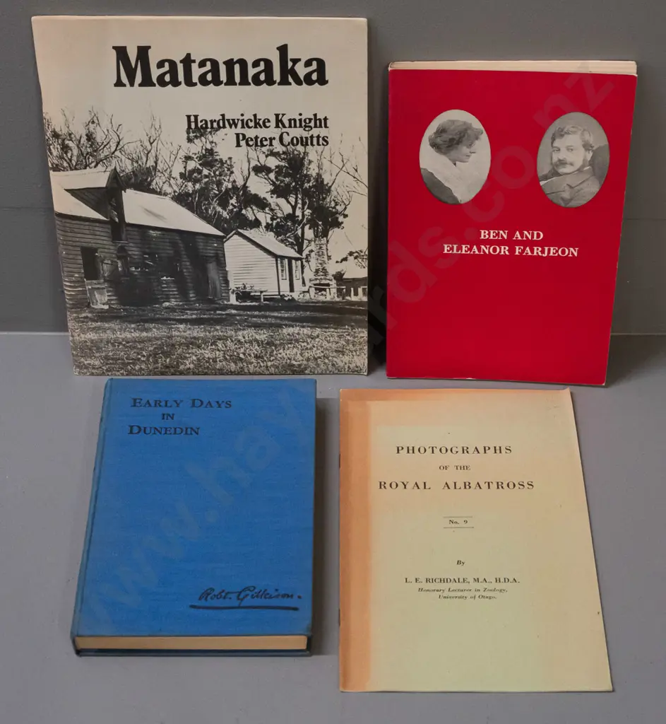 4 local history books - Early Days in Dunedin, Ben & Eleanor Farjeon, Hardwicke Knight's Matanaka and booklet of photos Image 1++