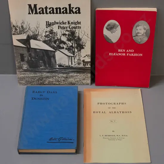4 local history books - Early Days in Dunedin, Ben & Eleanor Farjeon, Hardwicke Knight's Matanaka and booklet of photos