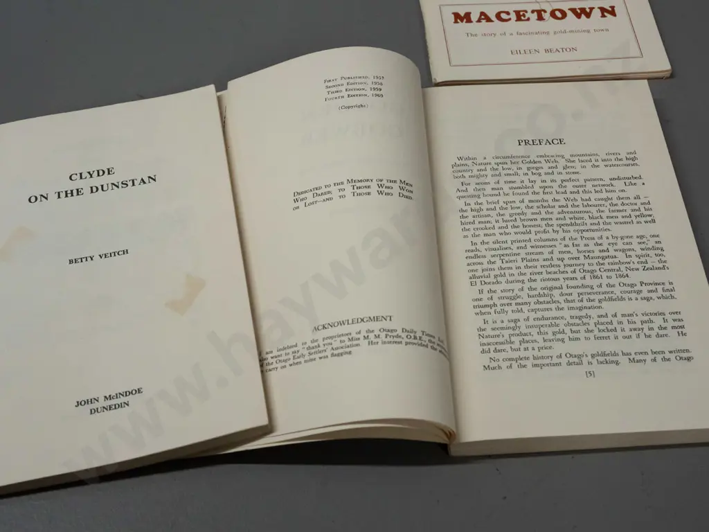 6 local history books - Golden Cobweb , Clyde on the Dunstan, Macetown, Wild Will Enderby, and 2 books on Mount Aspiring Image 1++