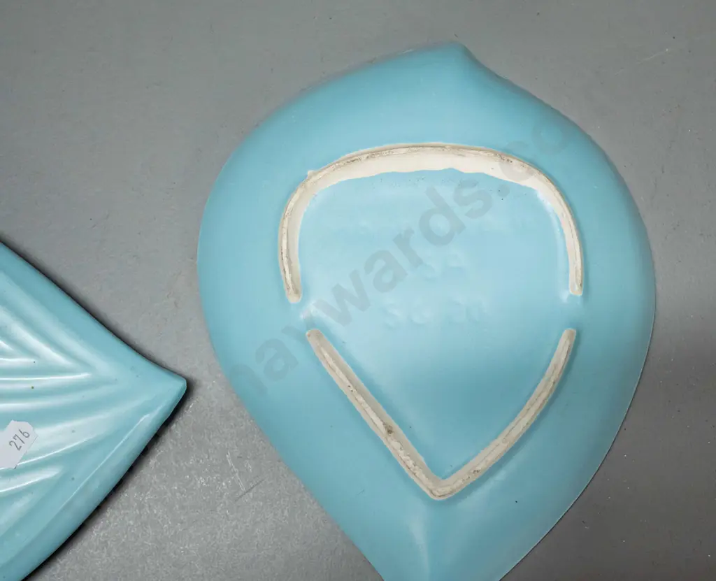2 German pottery vases and a retro lidded dish marked Made in Calif USA, L-240, has small fleck on pointed Image 1++