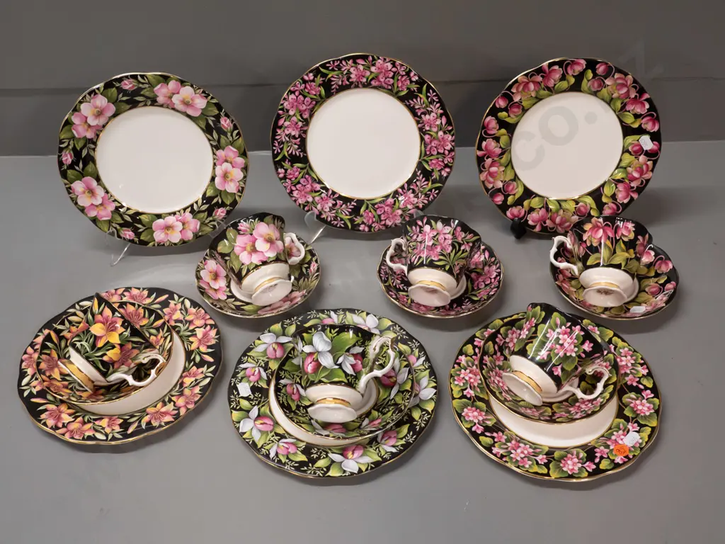 6 Royal Albert Canadian Provincial Flowers series trios comprising cup, saucer & side plate D-210 Image 1++