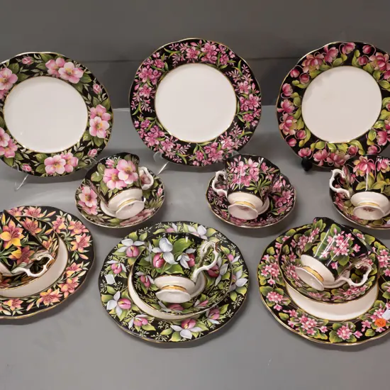 6 Royal Albert Canadian Provincial Flowers series trios comprising cup, saucer & side plate D-210