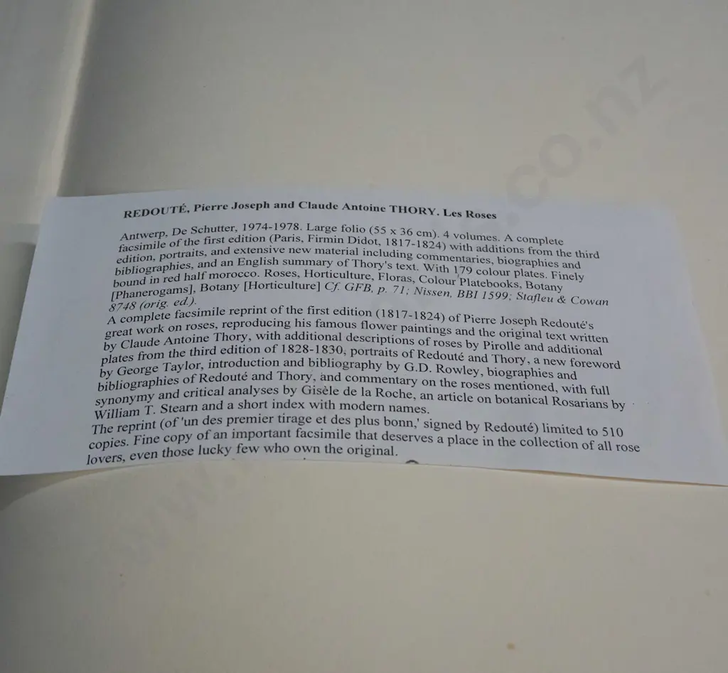 large hard cover book - P.J. Redoute - The Roses, Volume 4 with commentaries, pub. De Schutter, Antwerp 1978. Image 1++