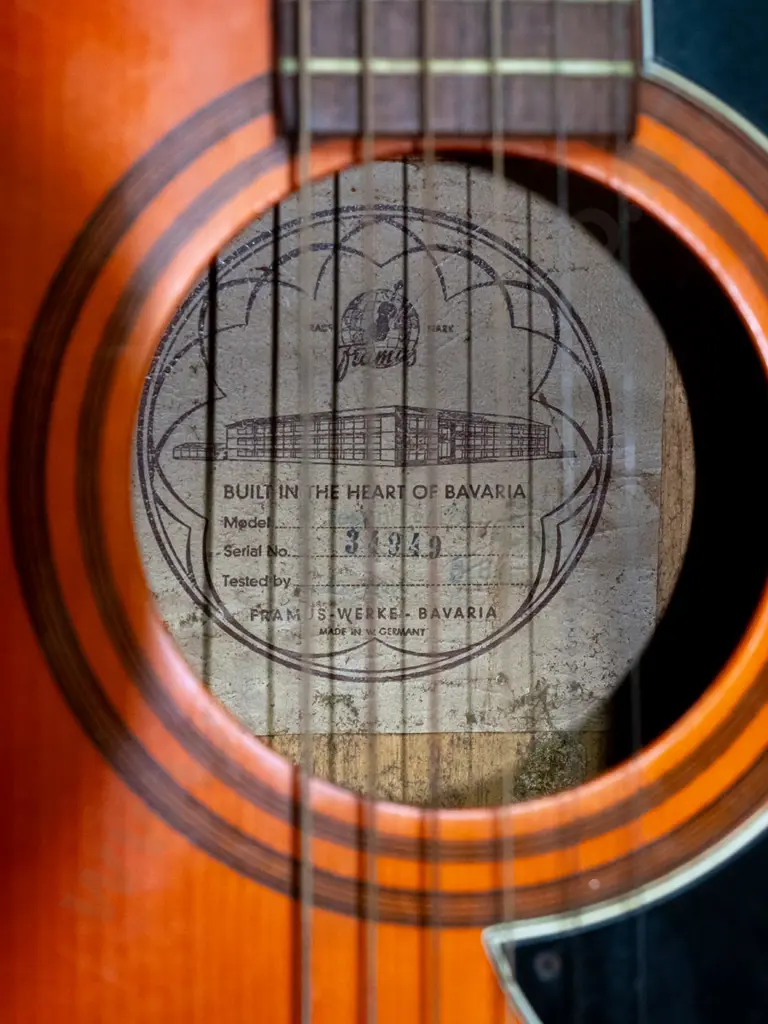 circa late 1960s Framus model 5/196 "Texan" jumbo acoustic guitar, made in Germany, with case, soundhole pickup, strap, Image 1++