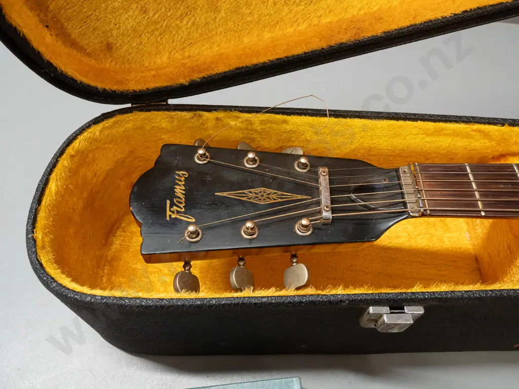 circa late 1960s Framus model 5/196 "Texan" jumbo acoustic guitar, made in Germany, with case, soundhole pickup, strap, Image 1++