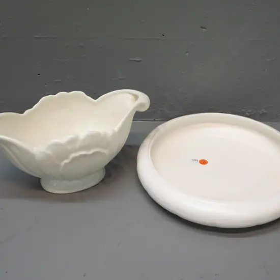 Flair Art Pottery NZ / Crown Lynn float bowl D-265 and a Falcon Ware trough vase