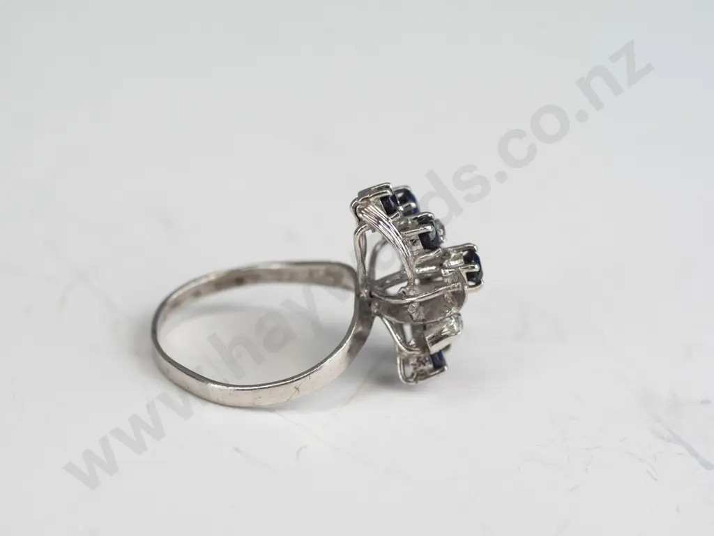silver sapphire & cz ring stamped 925 Image 1++