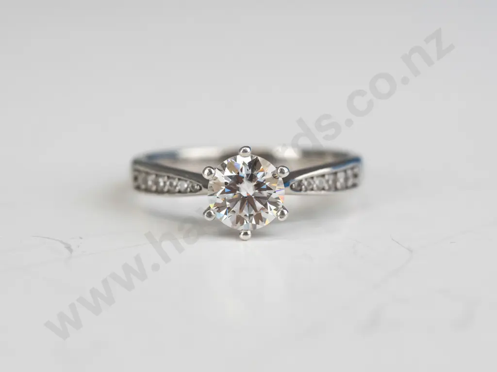silver platinum ring stamped PT 950 D1.00cy Image 1++