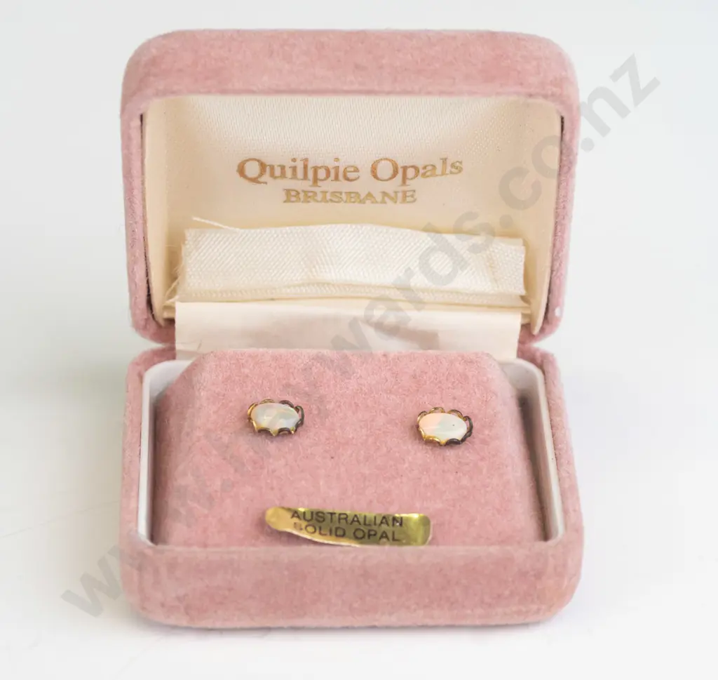 pair of gold plated white opal earrings Image 1++