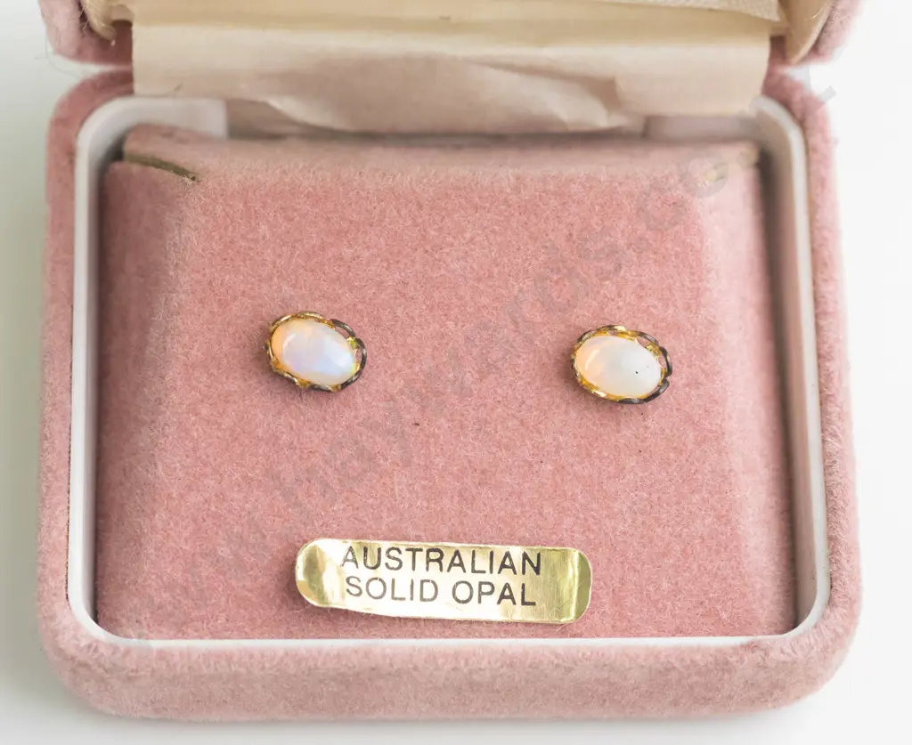 pair of gold plated white opal earrings Image 1++