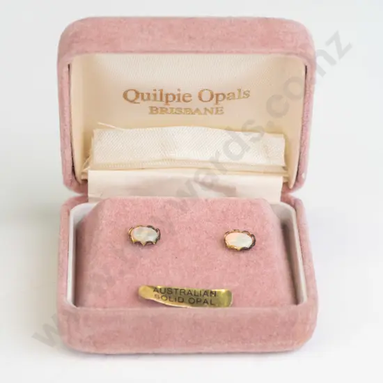 pair of gold plated white opal earrings