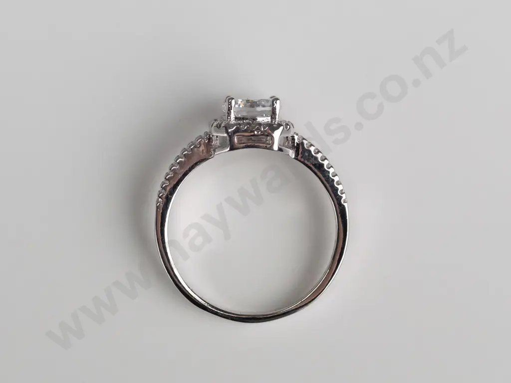 silver cz dress ring stamped 925 Image 1++