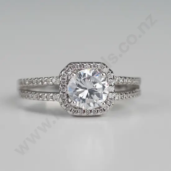 silver cz dress ring stamped 925