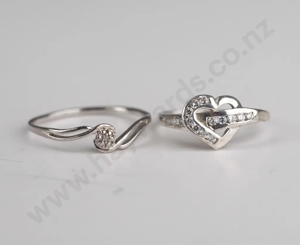 2 silver rings both stamped 925 [heart ring bit mishapen] Image 1++