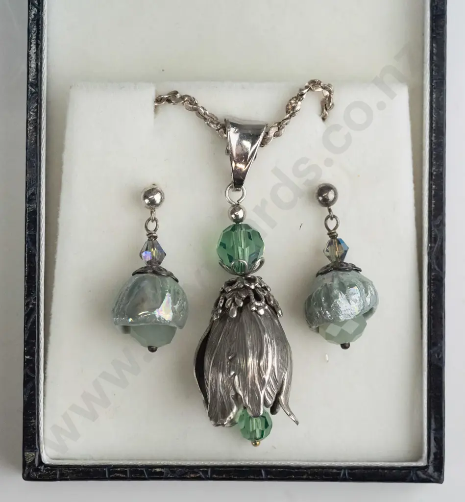 silver necklace & earrings chain stamped 925 Image 1++