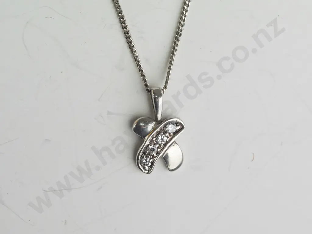 silver cz necklace chain stamped 925 Image 1++
