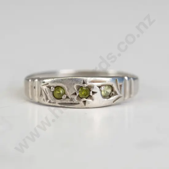 silver ring with 3 stones stamped s sil