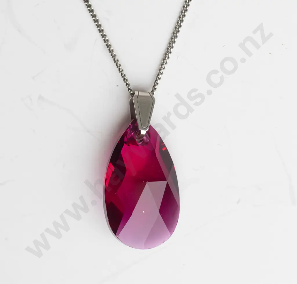 red stone necklace chain stamped 925 Image 1++
