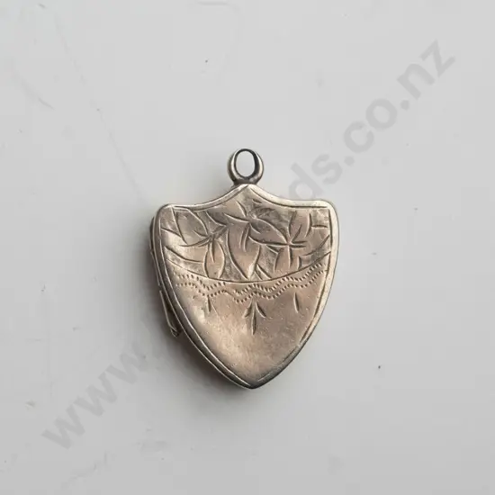 silver shield locket no mark or chain