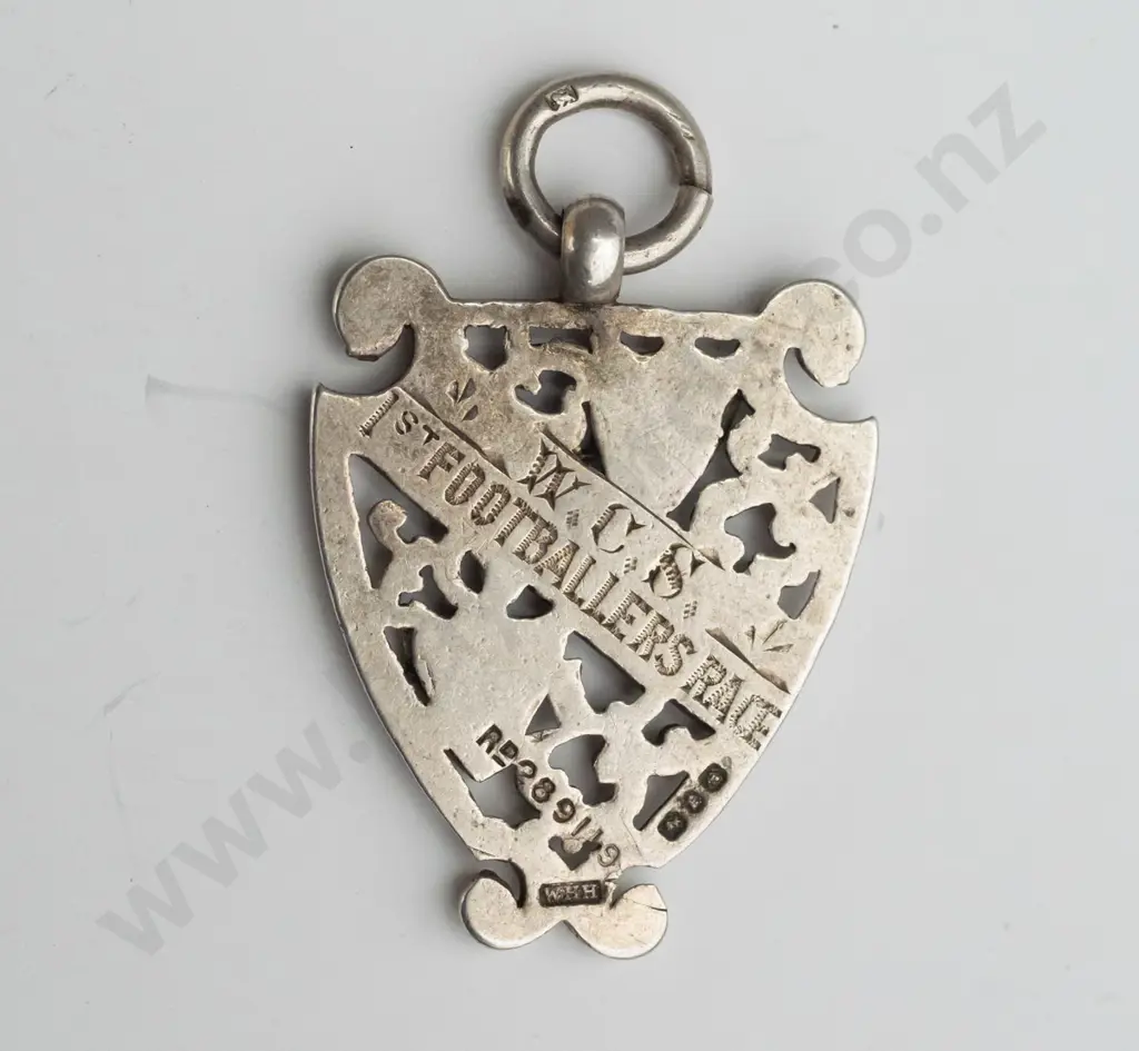 silver medal 'WCS 1st Foptballers Race' presented toJ H Cameron 1895 Image 1++