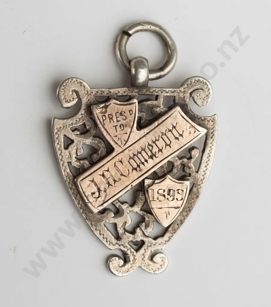silver medal 'WCS 1st Foptballers Race' presented toJ H Cameron 1895 Image 1++