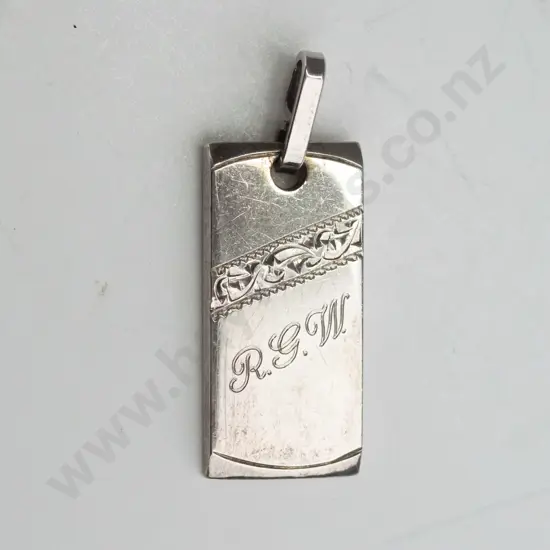 silver ingot with engraving & RGW stamped stg sil