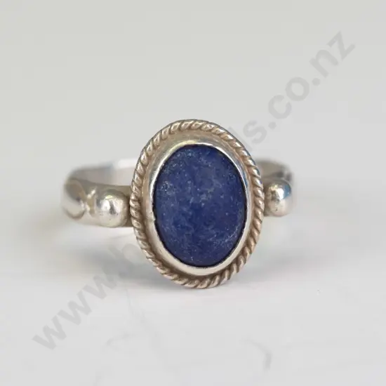 silver dull purple stone ring