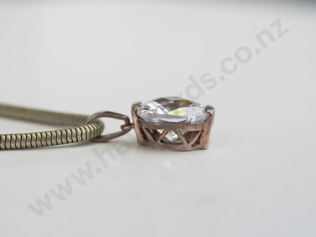 silver cz necklace stamped 925 cz no mark on chain Image 1++