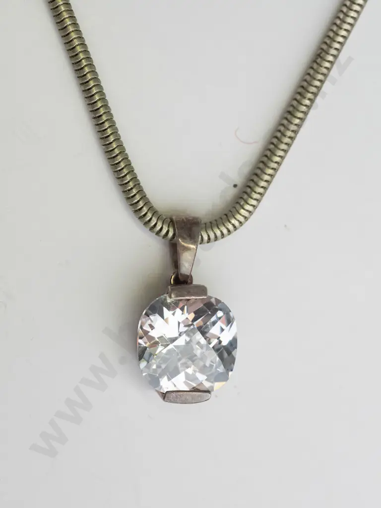 silver cz necklace stamped 925 cz no mark on chain Image 1++