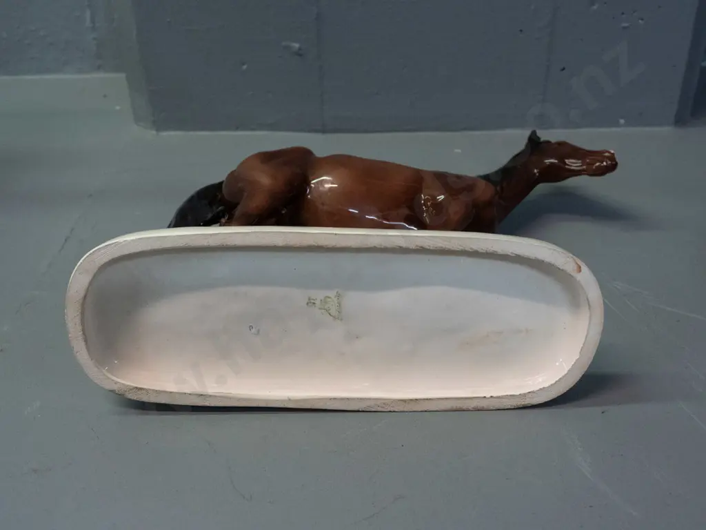 Hertwig German pottery horse figure - small glaze fleck to lip area and a few white spots on body H-245 L-280 Image 1++