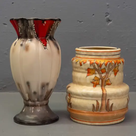 2 vintage vases - Crown Ducal England and taller fluted style made in Czechoslovakia H-200