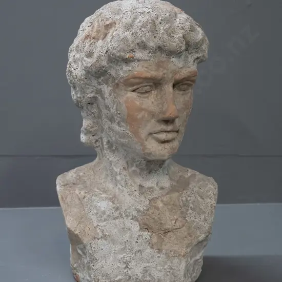 terracotta figure with aged finish - head of David. H-360 W-210