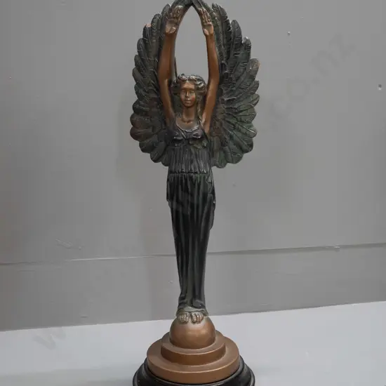 reproduction composite nouveau-style angel figure with bronze finish - marked Da Cesar / Austin 1991. H-570 W-180