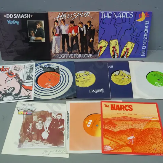 11x 45 RPM singles - Hello Sailor, The Dudes, The Narcs, DD Smash, Sheerlux, Netherworld Dancing Toys