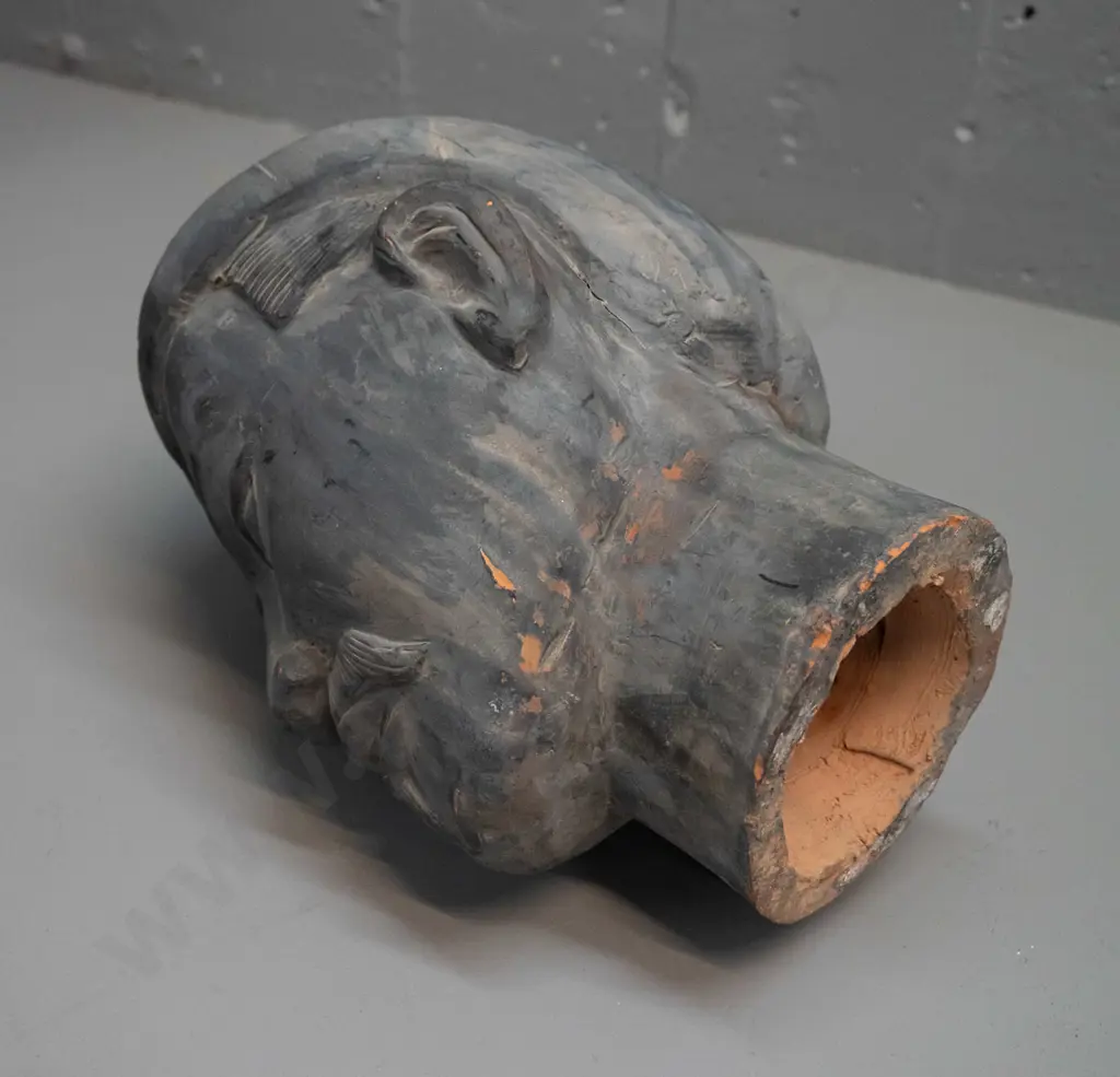 Chinese terracotta head with matte black finish - has a few chips and surface wear H-300 Image 1++