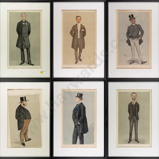 Set of 6 framed vintage Vanity Fair, Station Master Spy Prints (foxing) each H-350 W-200