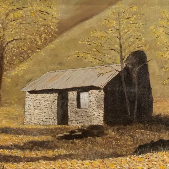 W Petty 1997 - framed oil "Autumn Central Otago" H-370 W-330