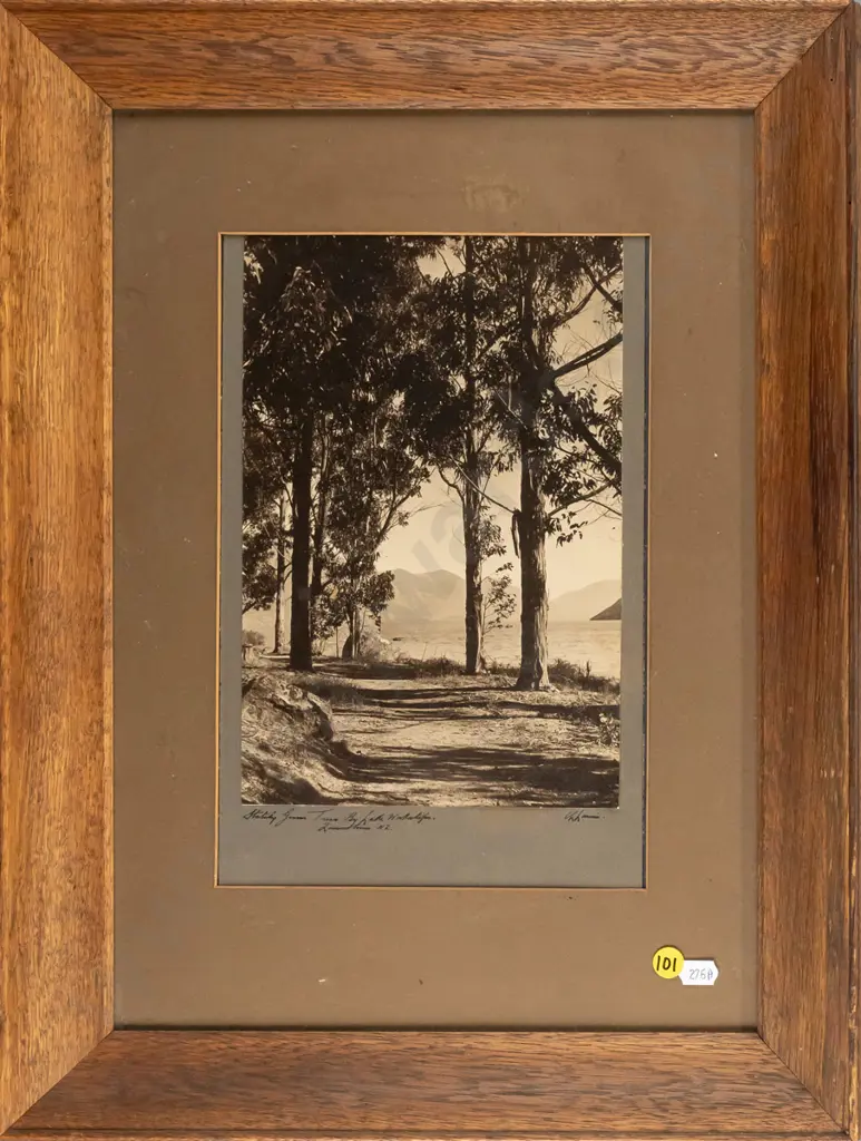 illegible signature, framed vintage photograph -Lake Wakatipu H-260 W-170 Image 1++