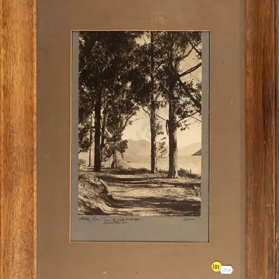 illegible signature, framed vintage photograph -Lake Wakatipu H-260 W-170