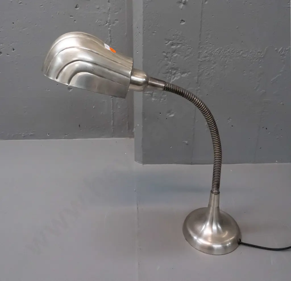 reproduction deco industrial style gooseneck table / work lamp with cast alloy shade - some scratches H-500, base D-140 Image 1++