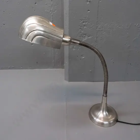 reproduction deco industrial style gooseneck table / work lamp with cast alloy shade - some scratches H-500, base D-140