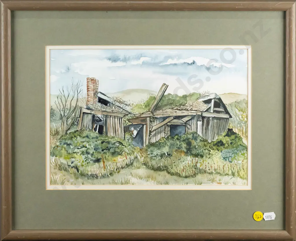 framed watercolour (Glan-y-Mor Art) - Cottage at Nuggetburn H-195 W-285 Image 1++