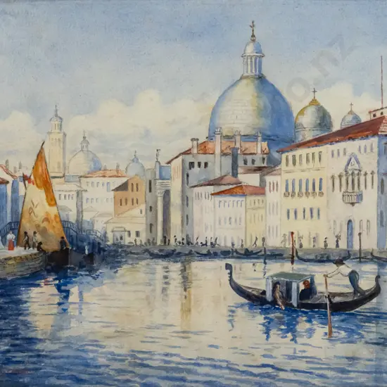 E Heywood 1921, framed watercolour - Venice H-260 W-360