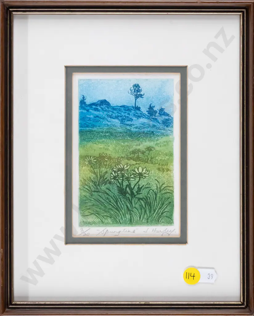 Joan Hardey - framed etching 3/20 "Springtime" H-120 W-75 Image 1++