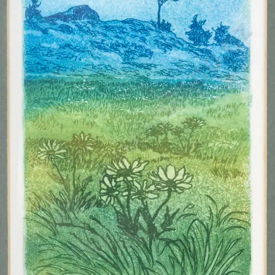 Joan Hardey - framed etching 3/20 "Springtime" H-120 W-75