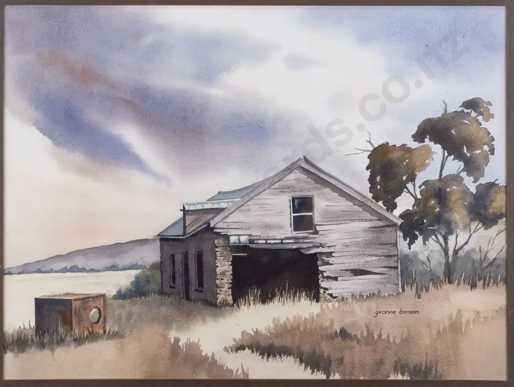 Yvonne Benson - framed watercolour "Storm Clouds over Macares" H-290 W-390 Image 1++