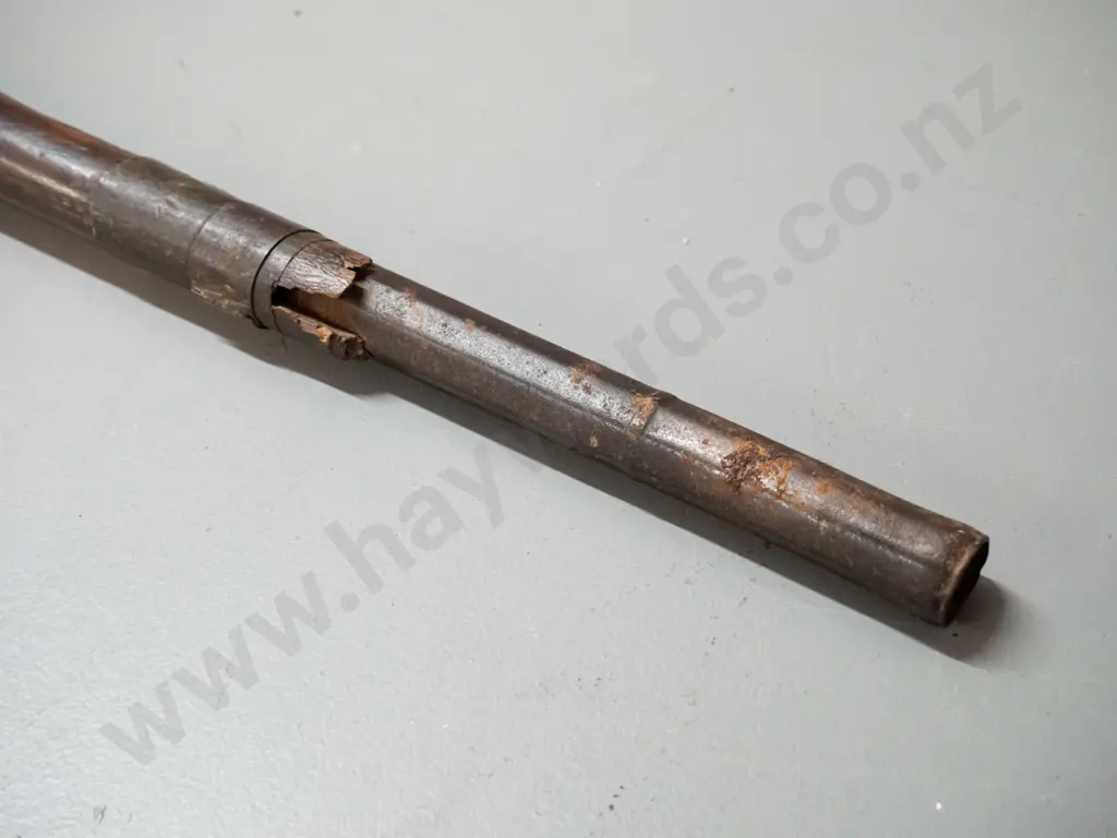 reproduction vintage flintlock  rifle or musket with extensive damage to timber L1260 Image 1++