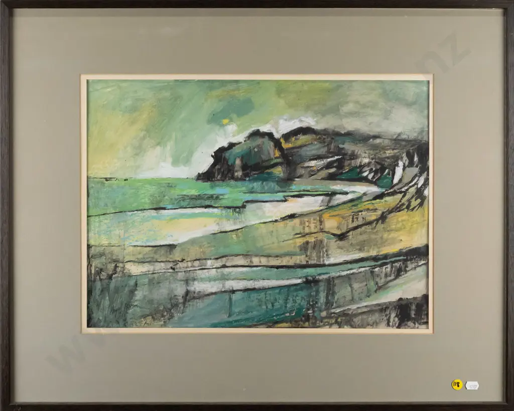 Angela Mason, framed pastel - costal scene H-330 W-460 Image 1++