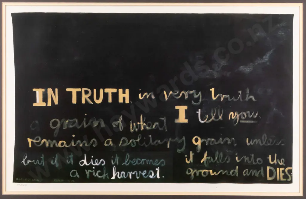 framed Colin McCahon poster print 480/500 (slight wrinkling) H-320 W-515 Image 1++